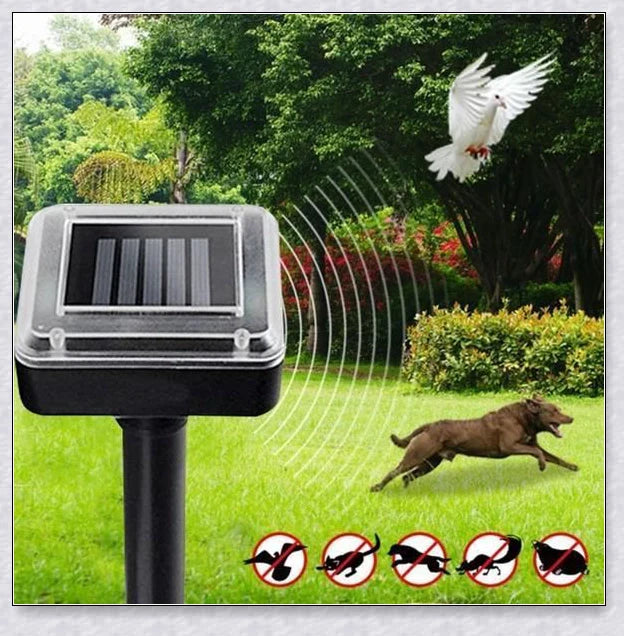 Outdoor Solar Ultrasonic Pest Repellent - Ultrasonic Animal Deterrent with Waterproof Solar-Powered Design