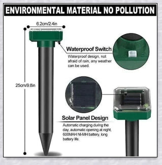 Outdoor Solar Ultrasonic Pest Repellent - Ultrasonic Animal Deterrent with Waterproof Solar-Powered Design