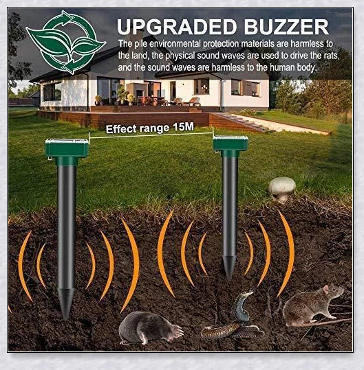 Outdoor Solar Ultrasonic Pest Repellent - Ultrasonic Animal Deterrent with Waterproof Solar-Powered Design