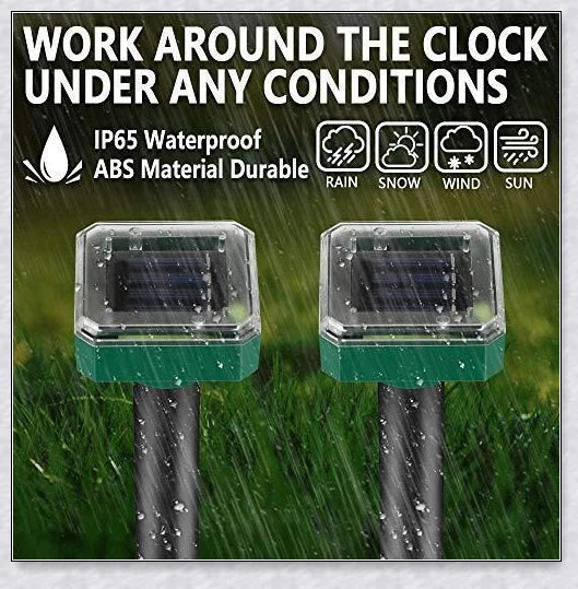 Outdoor Solar Ultrasonic Pest Repellent - Ultrasonic Animal Deterrent with Waterproof Solar-Powered Design