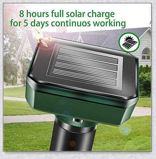 Outdoor Solar Ultrasonic Pest Repellent - Ultrasonic Animal Deterrent with Waterproof Solar-Powered Design