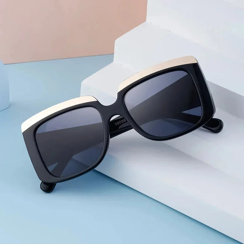 Luxury oversized square sunglasses with UV400 protection, featuring a modern hybrid frame design and gradient lenses