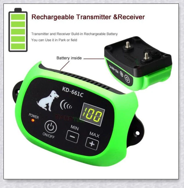 Wireless Electric Dog Fence - Invisible Dog Fence with Shock Collar for safe pet containment and training