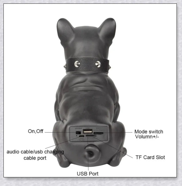 Wireless Bulldog Speaker with Bluetooth connectivity, high-definition sound, and unique French bulldog-inspired design