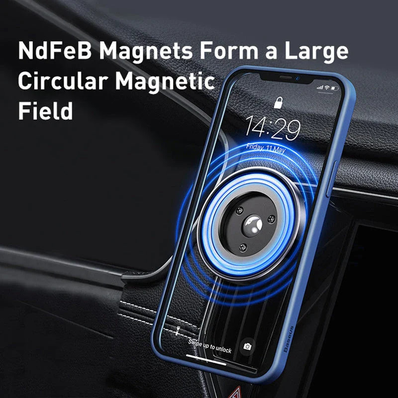 Magnetic car phone holder for iPhone 13, 14, and 15 Pro - secure, hands-free mounting for your device