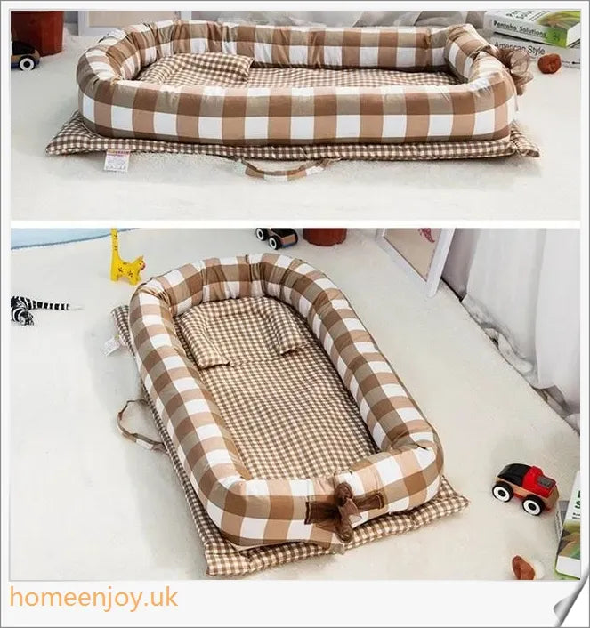 Dismountable Portable Toddler Travel Bed in various colours, featuring a comfortable sleep surface and durable, waterproof design