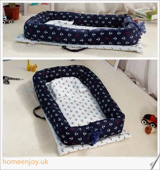 Dismountable Portable Toddler Travel Bed in various colours, featuring a comfortable sleep surface and durable, waterproof design