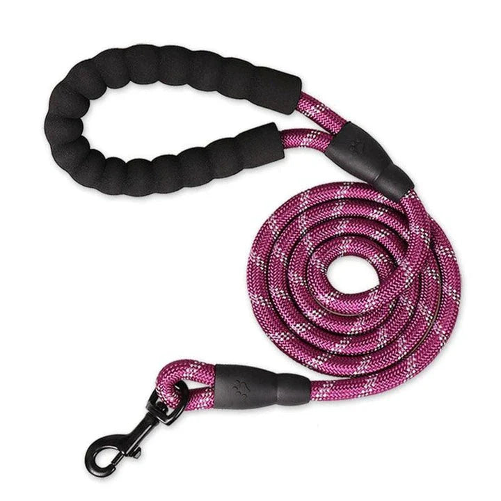 Colourful thick nylon dog leash with vibrant green colour and reinforced stitching for durability and safety