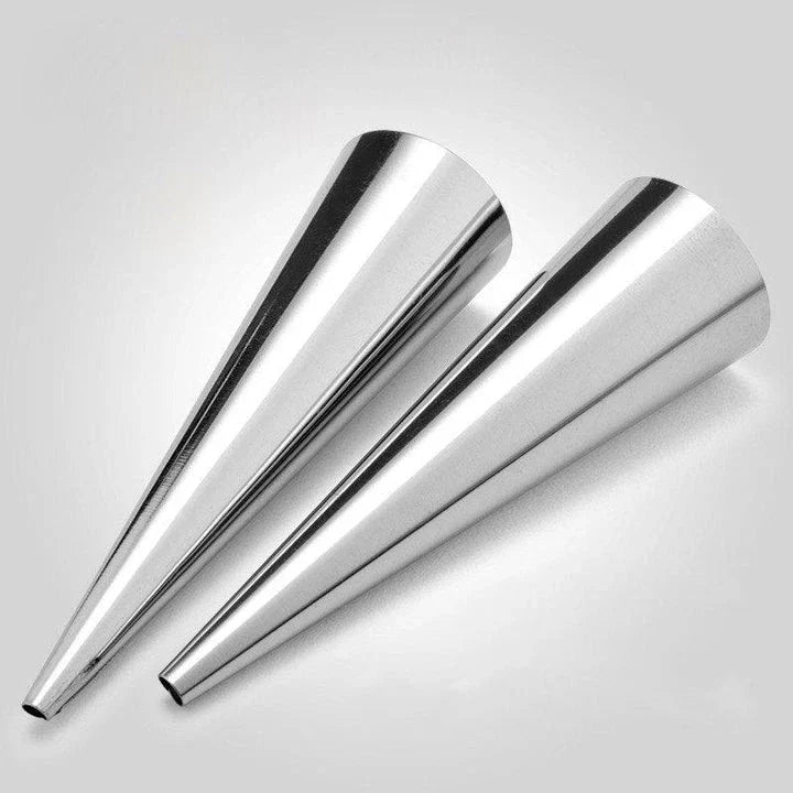Set of 5 stainless steel croissant baking tubes for making flaky, buttery pastries at home
