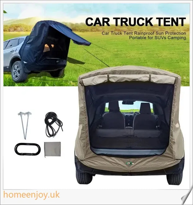 Weatherproof and versatile car trunk extension tent for outdoor adventures, with dual-layer design and secure magnetic fit