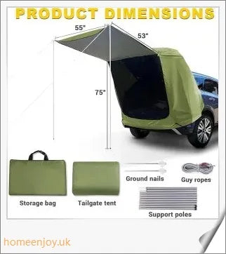 Weatherproof and versatile car trunk extension tent for outdoor adventures, with dual-layer design and secure magnetic fit
