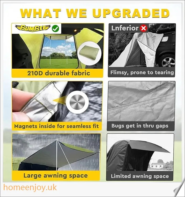Weatherproof and versatile car trunk extension tent for outdoor adventures, with dual-layer design and secure magnetic fit