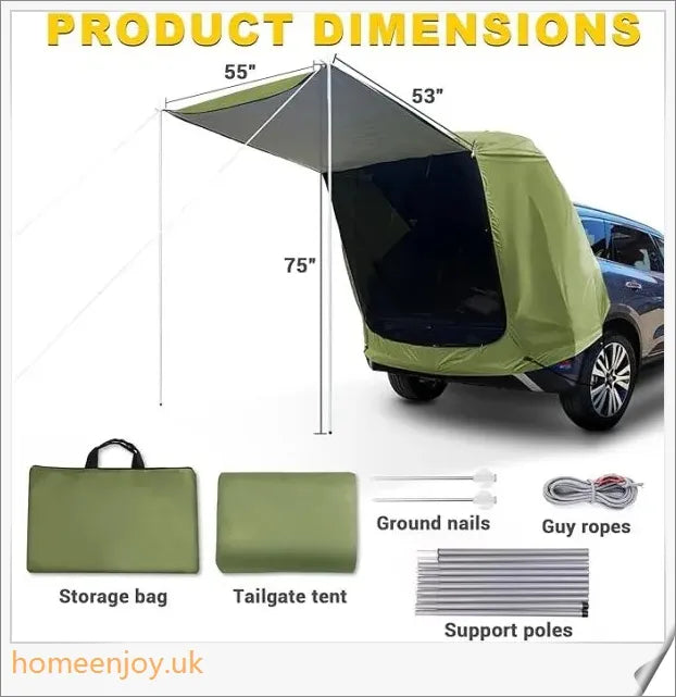 Weatherproof and versatile car trunk extension tent for outdoor adventures, with dual-layer design and secure magnetic fit