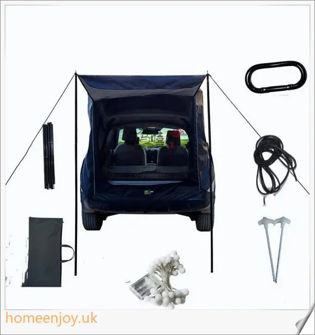 Weatherproof and versatile car trunk extension tent for outdoor adventures, with dual-layer design and secure magnetic fit