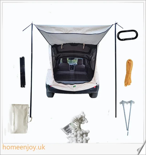 Weatherproof and versatile car trunk extension tent for outdoor adventures, with dual-layer design and secure magnetic fit