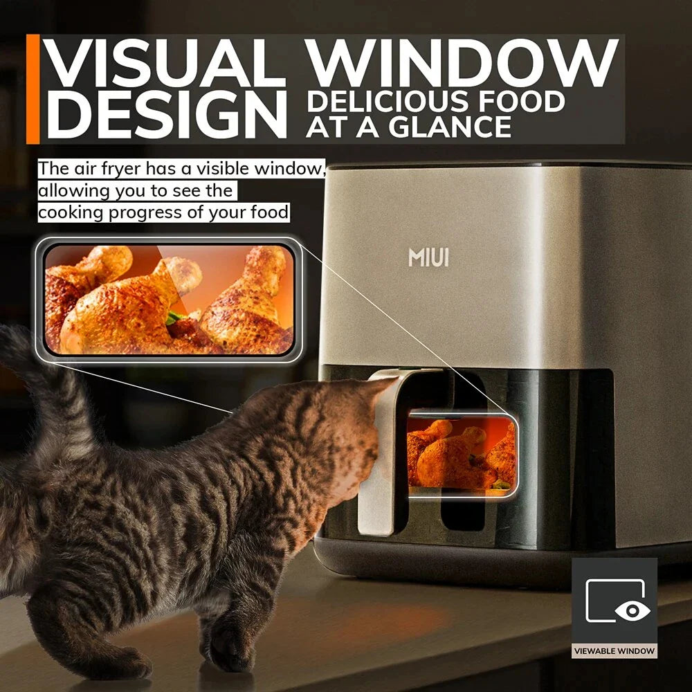 5L family-size air fryer with touch control, nonstick basket, and visible window for healthy and efficient cooking
