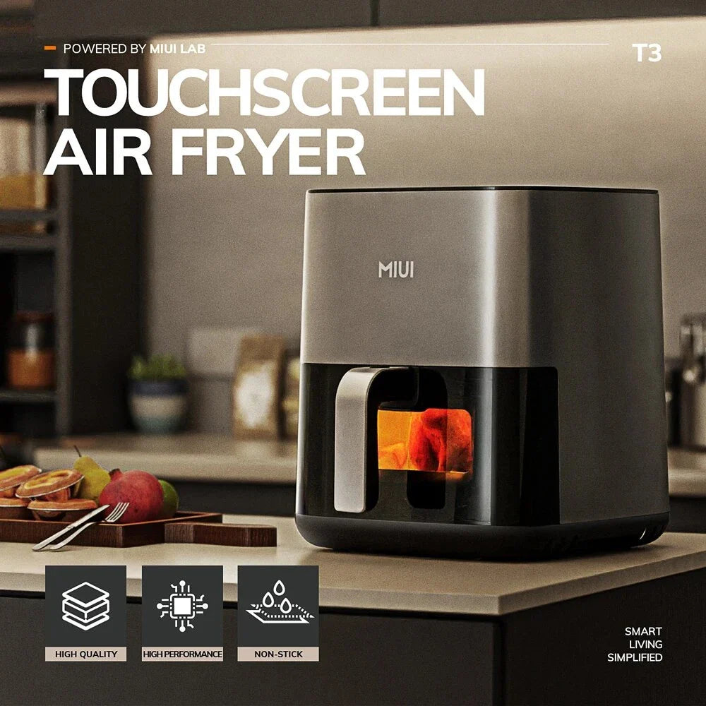 5L family-size air fryer with touch control, nonstick basket, and visible window for healthy and efficient cooking
