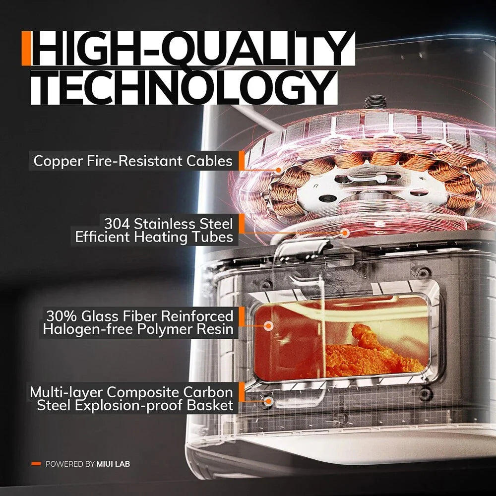 5L family-size air fryer with touch control, nonstick basket, and visible window for healthy and efficient cooking