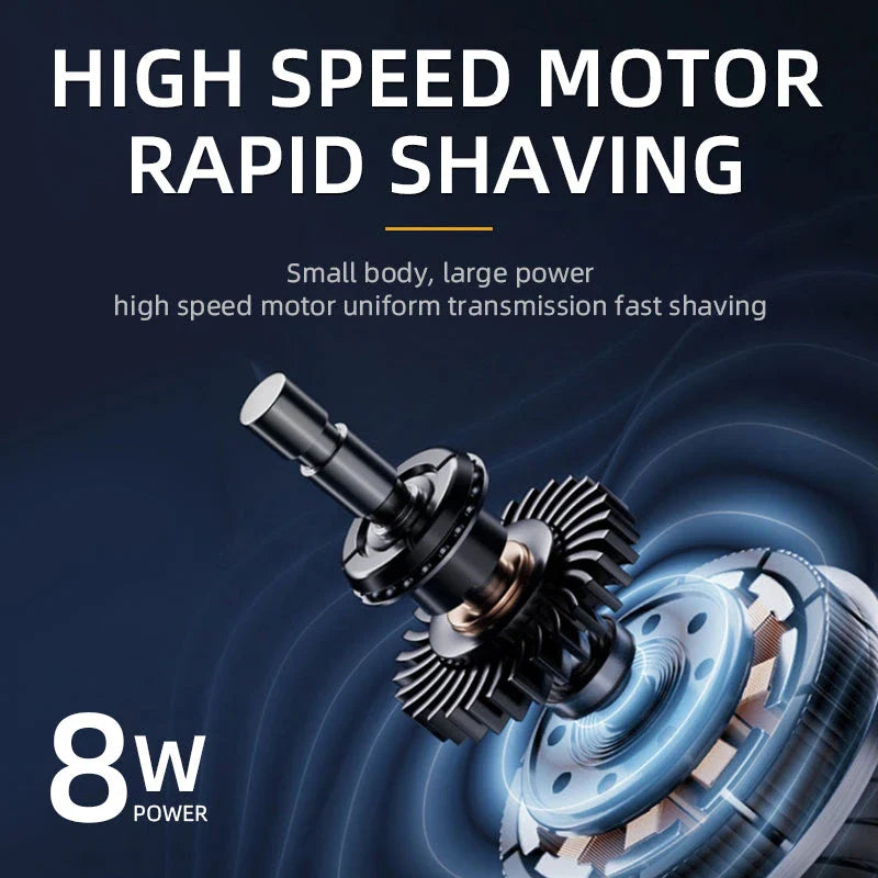 Men's Electric Shaver with dual floating heads, wet and dry shaving capabilities, and long-lasting rechargeable battery