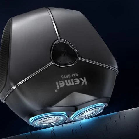 Men's Electric Shaver with dual floating heads, wet and dry shaving capabilities, and long-lasting rechargeable battery