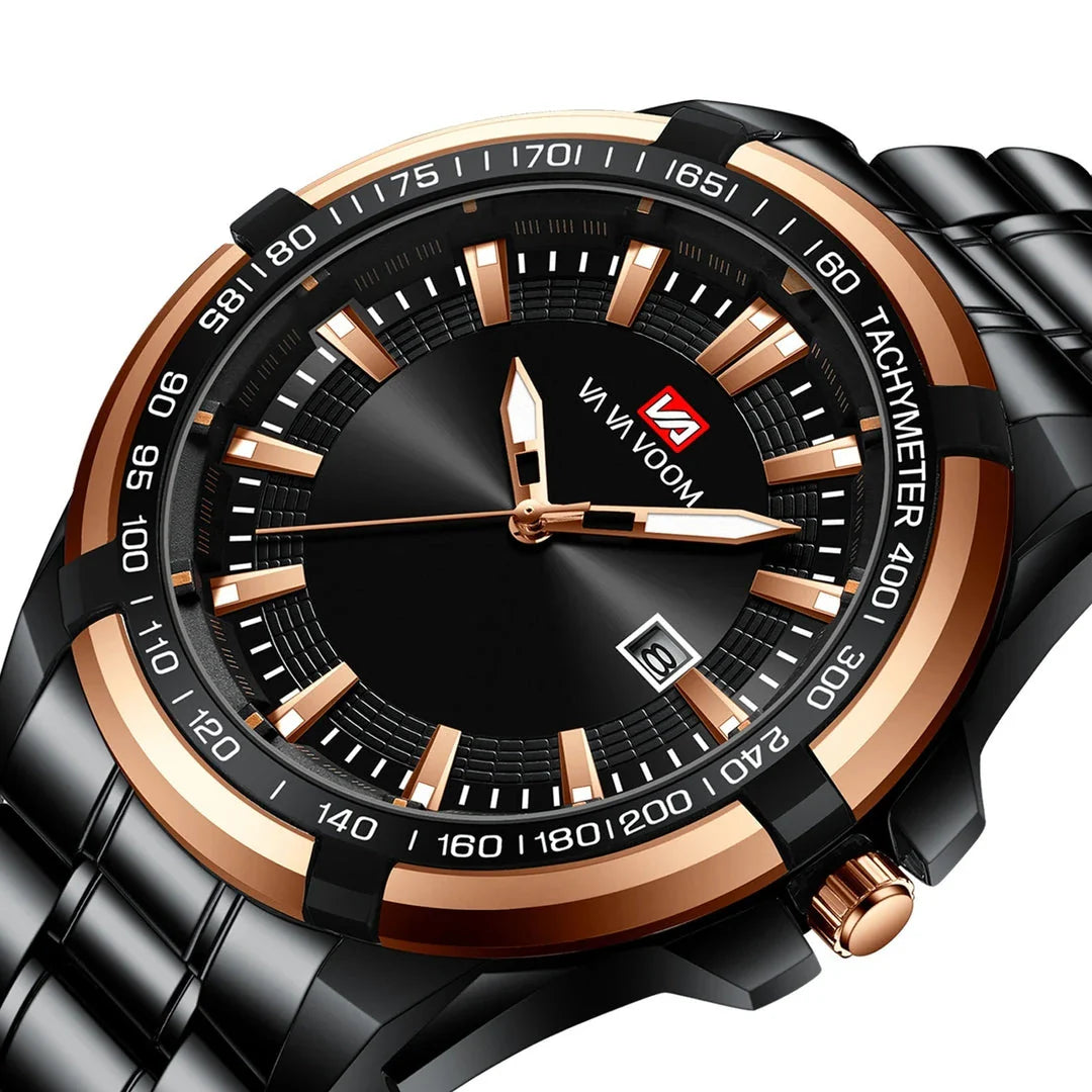 A stylish steel belt watch with a luminous dial and a durable chain, embodying British elegance and quality