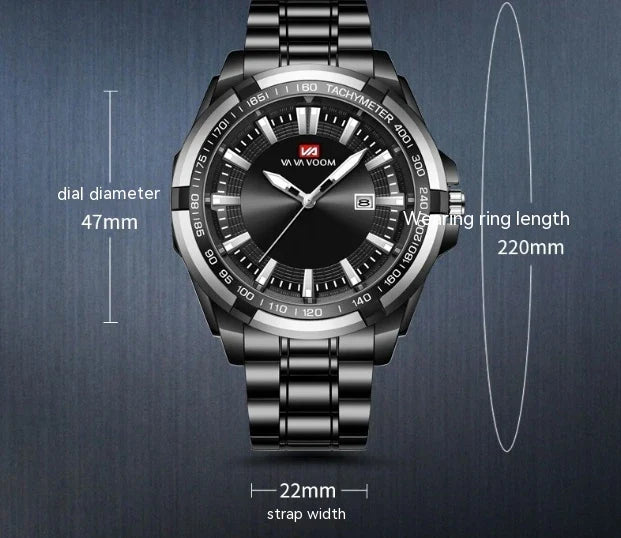 A stylish steel belt watch with a luminous dial and a durable chain, embodying British elegance and quality