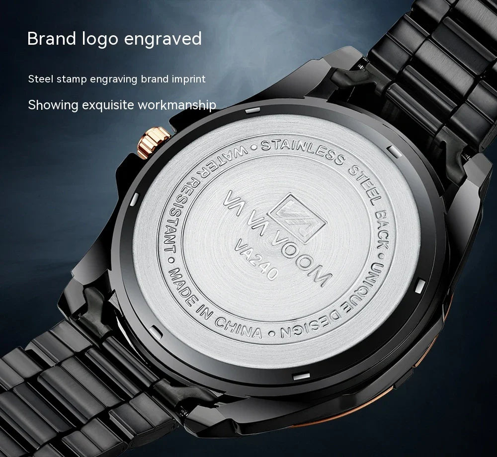 A stylish steel belt watch with a luminous dial and a durable chain, embodying British elegance and quality