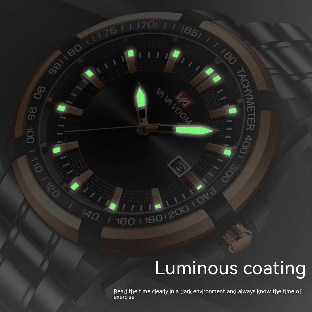 A stylish steel belt watch with a luminous dial and a durable chain, embodying British elegance and quality