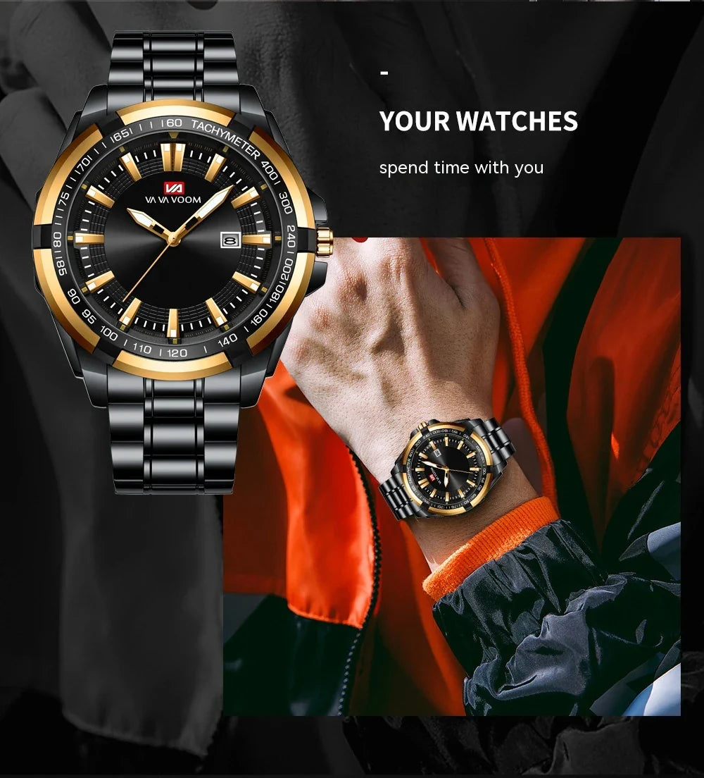 A stylish steel belt watch with a luminous dial and a durable chain, embodying British elegance and quality