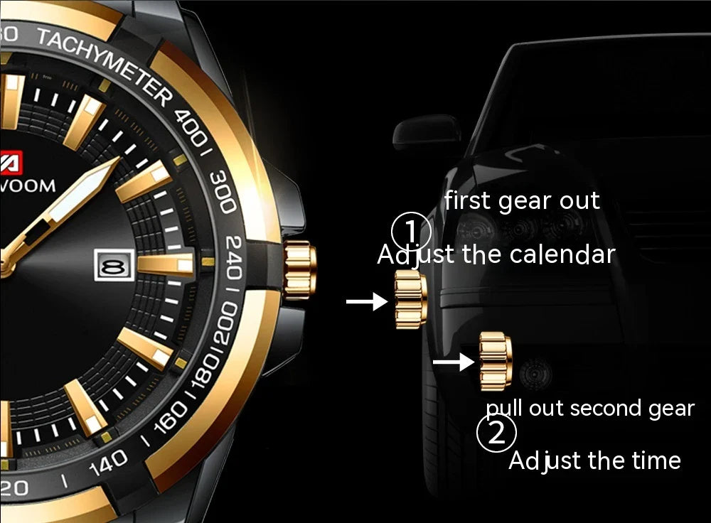 A stylish steel belt watch with a luminous dial and a durable chain, embodying British elegance and quality