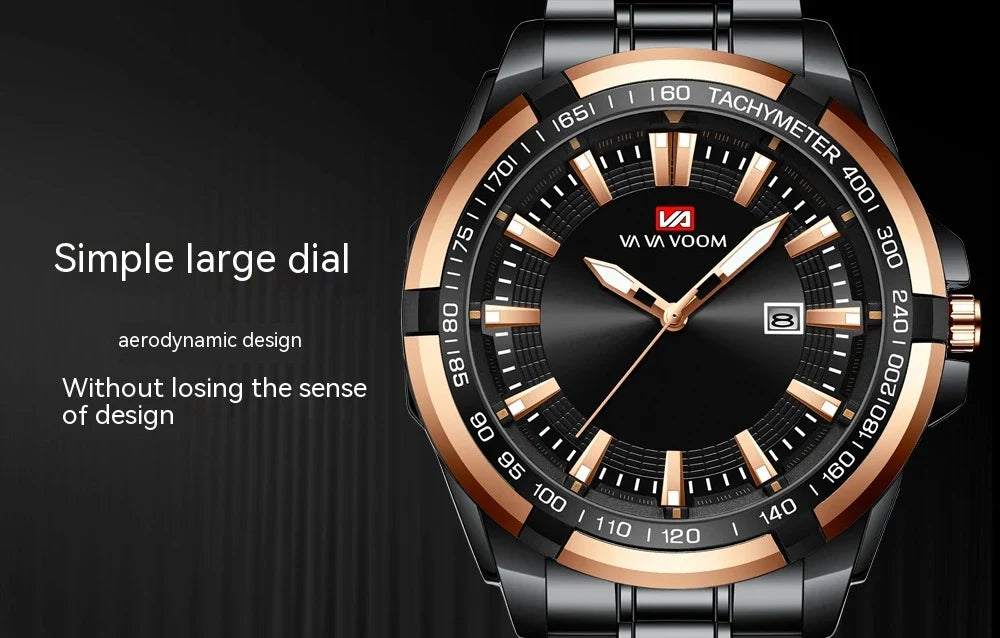 A stylish steel belt watch with a luminous dial and a durable chain, embodying British elegance and quality