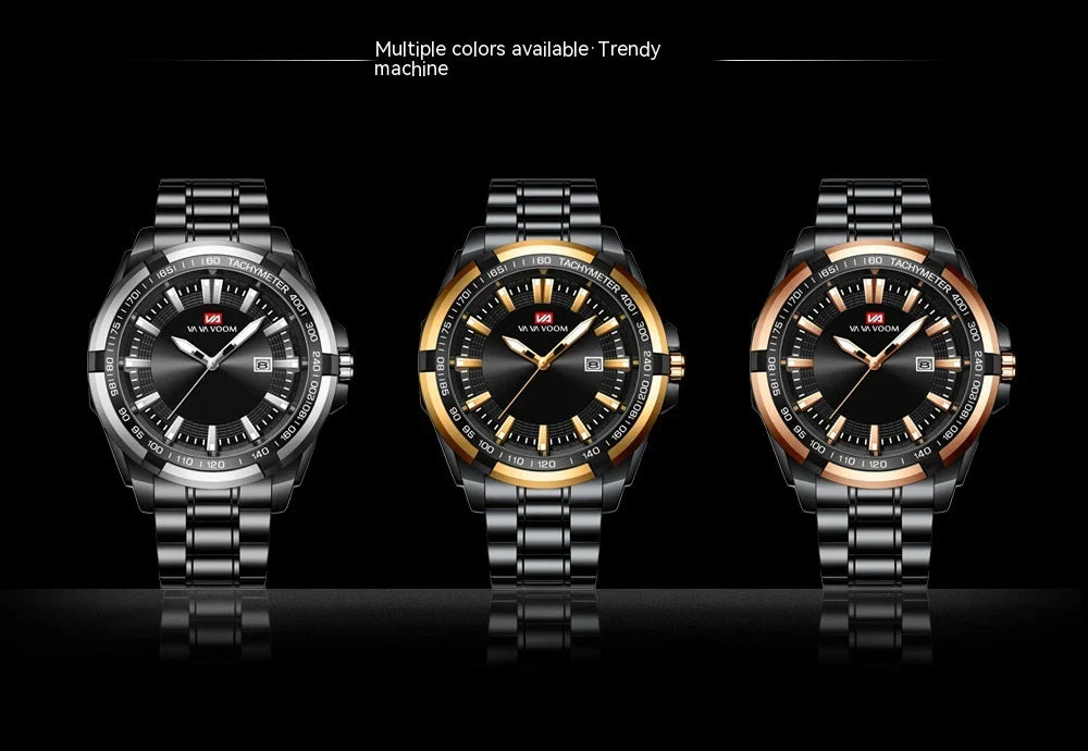 A stylish steel belt watch with a luminous dial and a durable chain, embodying British elegance and quality