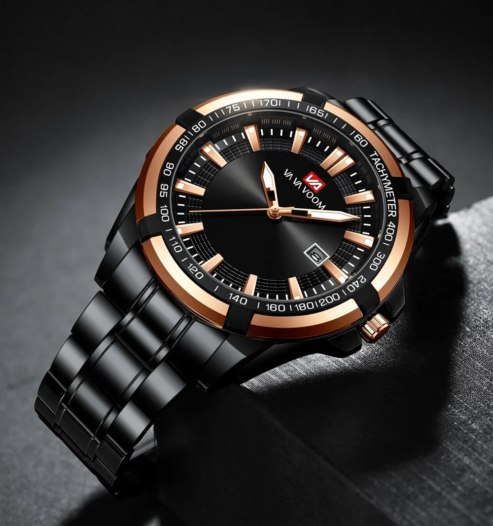 A stylish steel belt watch with a luminous dial and a durable chain, embodying British elegance and quality