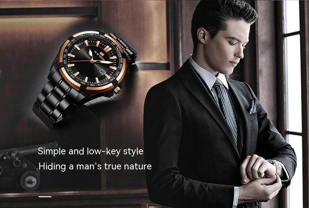 A stylish steel belt watch with a luminous dial and a durable chain, embodying British elegance and quality