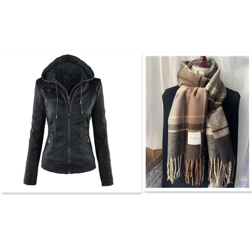 Stylish Detachable Hooded Jacket with Pockets - Casual Autumn/Winter Coat for Women in Various Colors