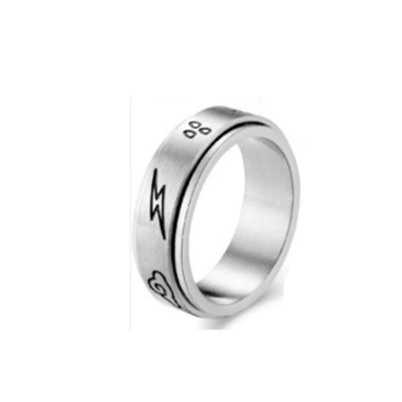 Titanium steel ring with intricate star and moon designs, available in various sizes and colors