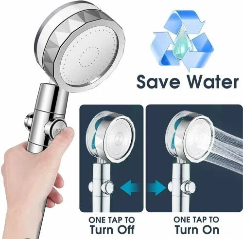 A modern minimalist shower head with a high-pressure design and water-saving micro-nozzle technology
