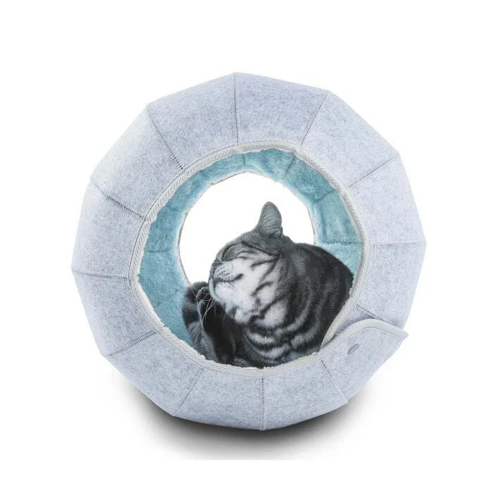 Cozy Cave: Versatile Foldable Cat Tunnel Toy in Green, Grey, Blue, and Red Colors
