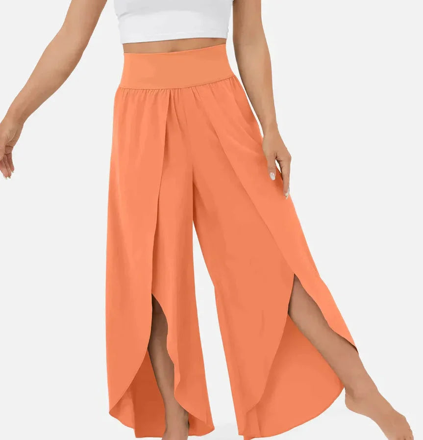 Women's summer high waist loose split yoga pants in various colours
