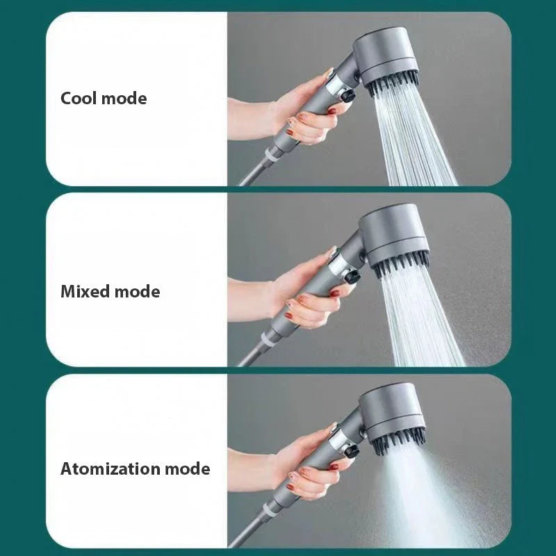 Premium multi-function shower head with rainfall and massage modes, made of durable ABS material and featuring a built-in water filter.