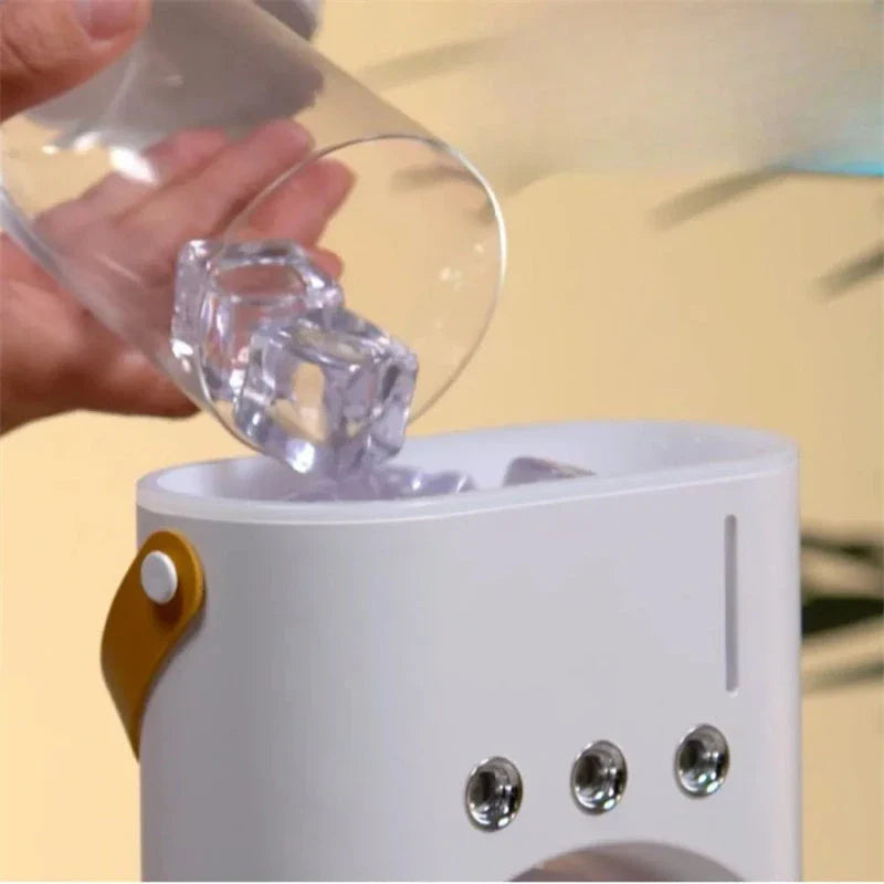 Versatile Portable Humidifier Fan with Cooling Mist - 3-in-1 Climate Control Device in White