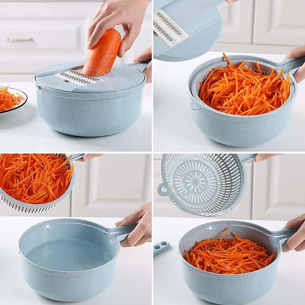 8-in-1 Mandoline Slicer with Stainless Steel Blades and BPA-Free Plastic for Effortless Vegetable Prep