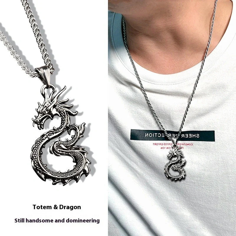 Dragon Sword Pendant Necklace with unique dragon or cross design on a 60cm hemp flower chain