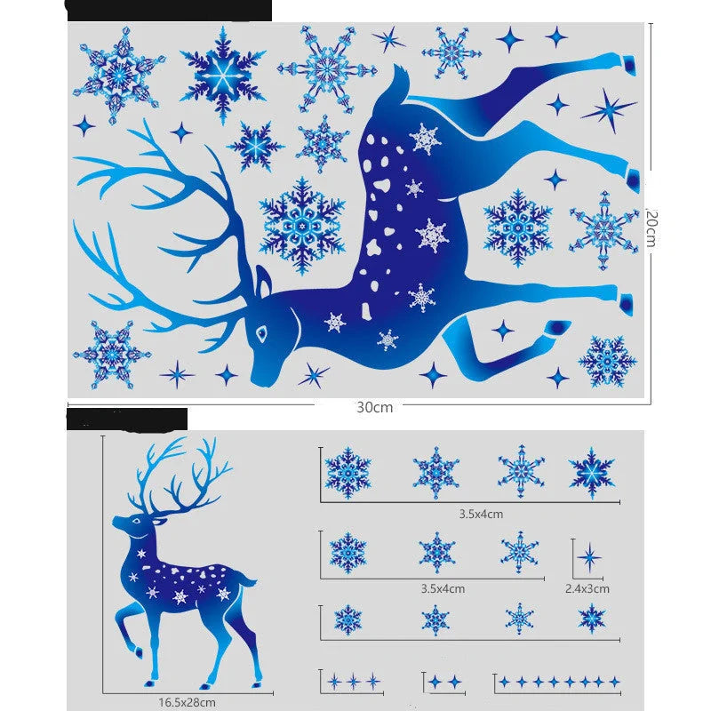 Christmas Elk Snowflake Sticker for glass and wall decoration