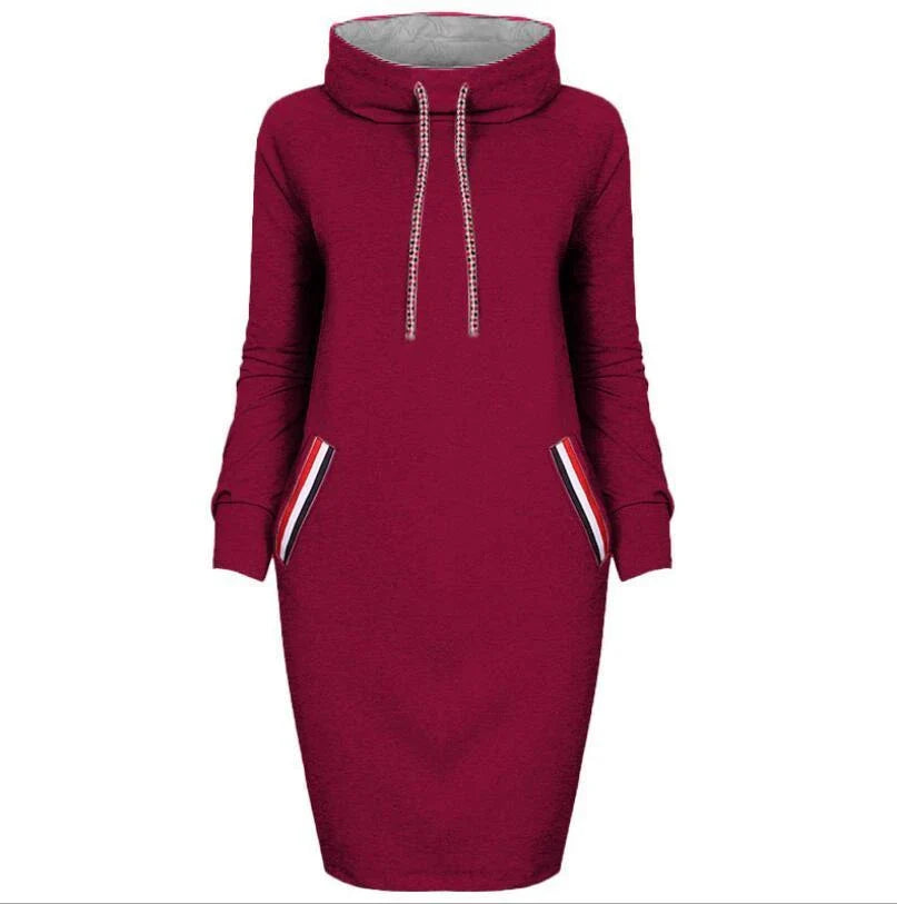 A high-collar long sleeve dress in various colors for casual and party wear