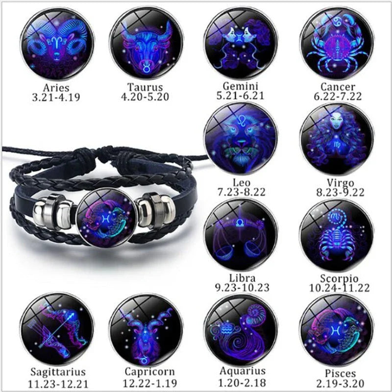 Zodiac Constellation Bracelet in Braided Design for Men, Women, and Kids