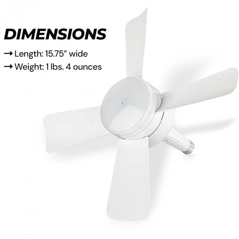 Versatile 4-blade ceiling fan with integrated LED light bulb, offering remote control for adjustable airflow and brightness