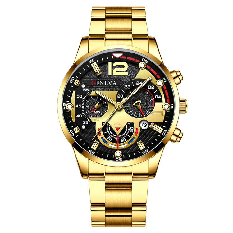 Stylish steel bracelet watch set with various color options for fashion-forward men