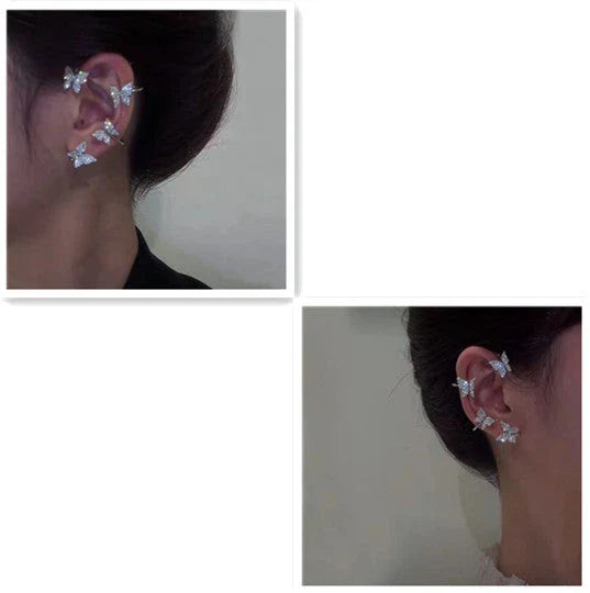 Stylish gold and silver butterfly ear cuffs - fashionable jewelry for women