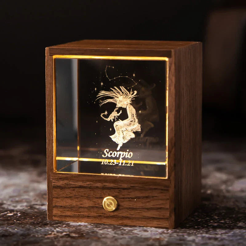 Dazzling Constellation Table Lamp with Premium Black Walnut and K9 Crystal Design